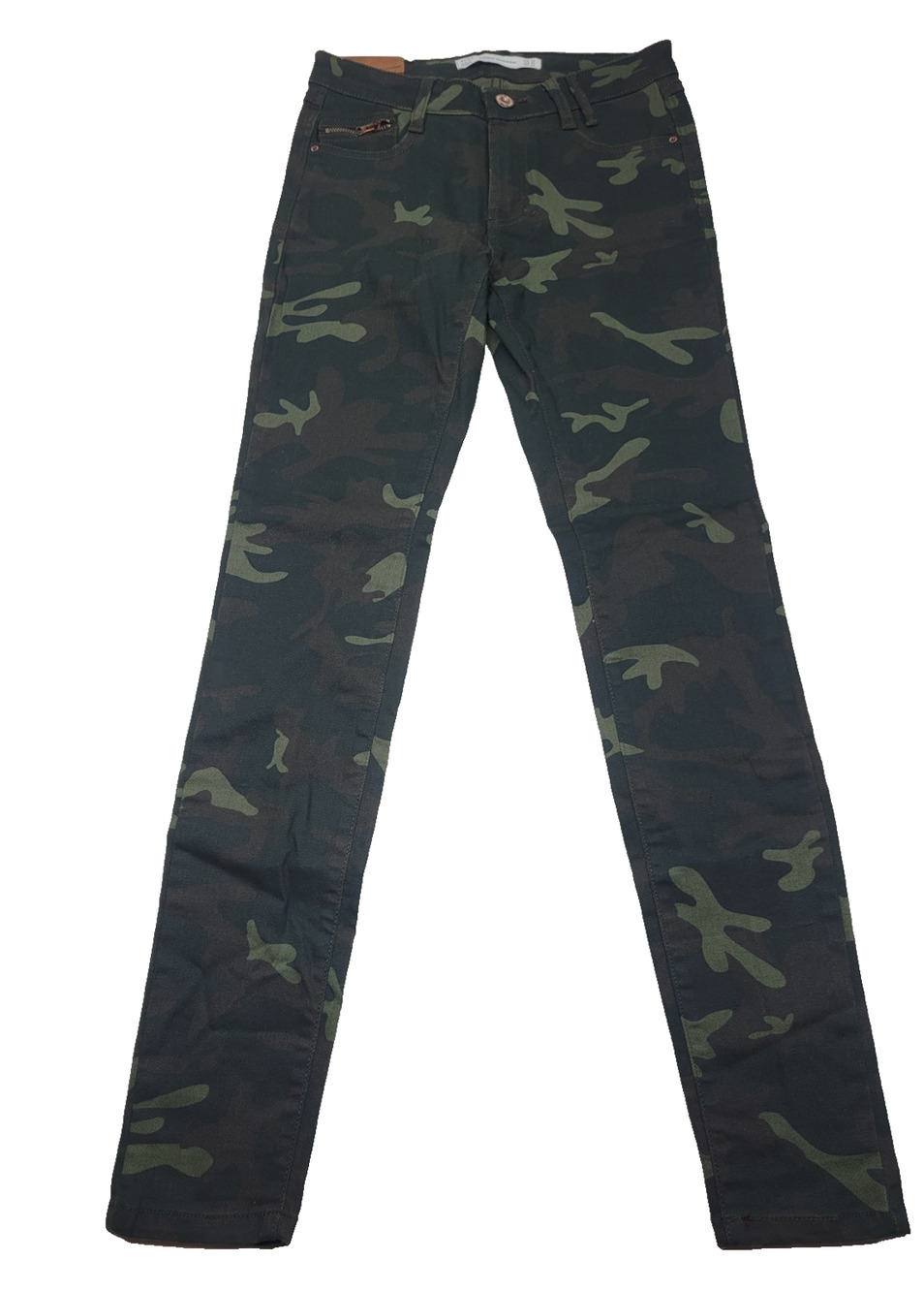 Zara Womens Jeans Multicolor Size 2 Mid Rise Moto Denim Camo Cotton Blend